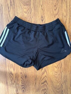 adidas Women's Black Athletic Shorts with Light Gray Side Stripes